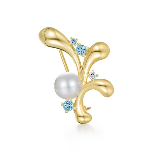 Auriella Pearl Brooch 14k Real Gold Plated