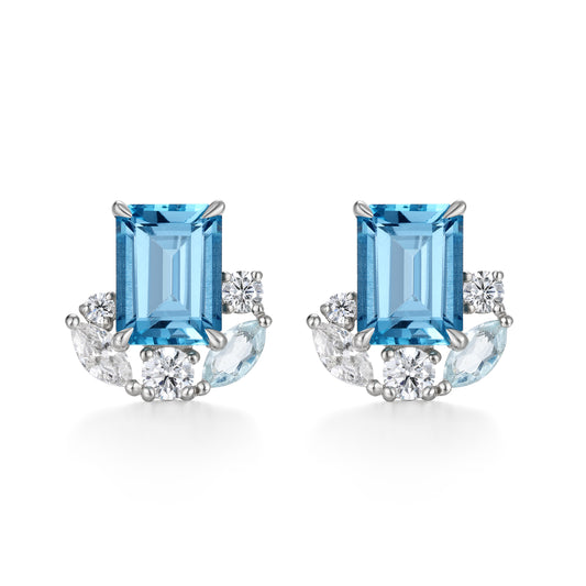 Auriella London Blue Topaz and Aquamarine Stud Earrings- Anthea