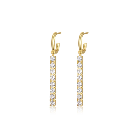 Auriella Vertical Bar Linear Dangle Earrings 14k Gold Plated