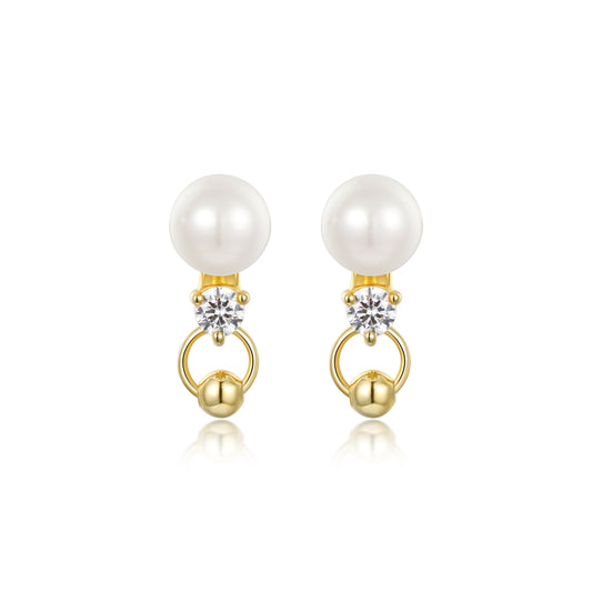 Auriella South Shell Pearl Stud Earrings 14k Real gold plated