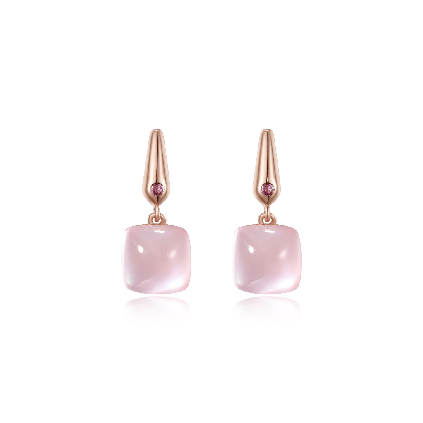 Auriella Rose Quartz and Amethyst Drop Earrings Rose Gold