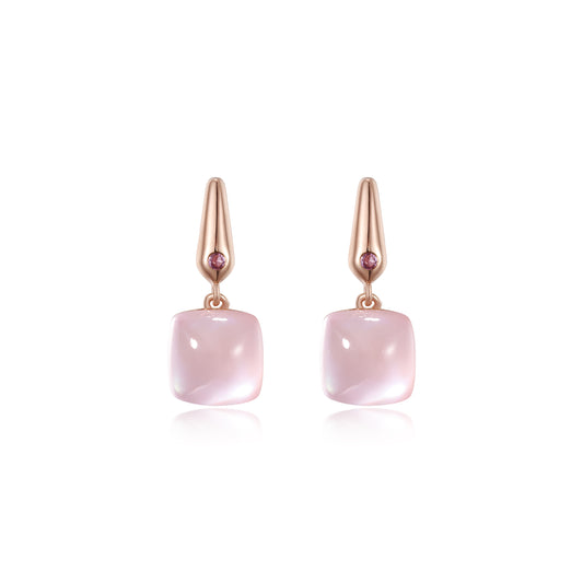 Auriella Rose Quartz and Amethyst Drop Earrings Rose Gold