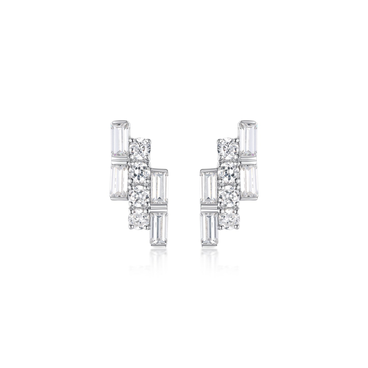 Auriella Geometric Zircon Crystal Stud Earrings  925 Silver