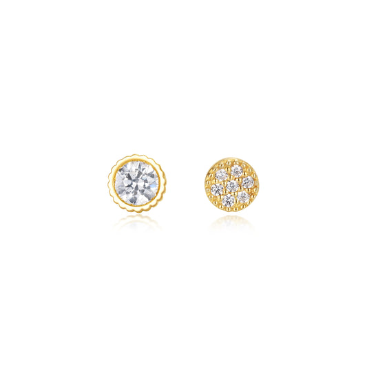 Auriella Asymmetrical Stud Earrings 14k Real Gold Plated