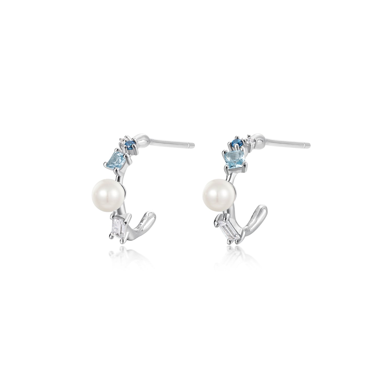 Auriella Pearl and Topaz Stud Earrings 925 Silver