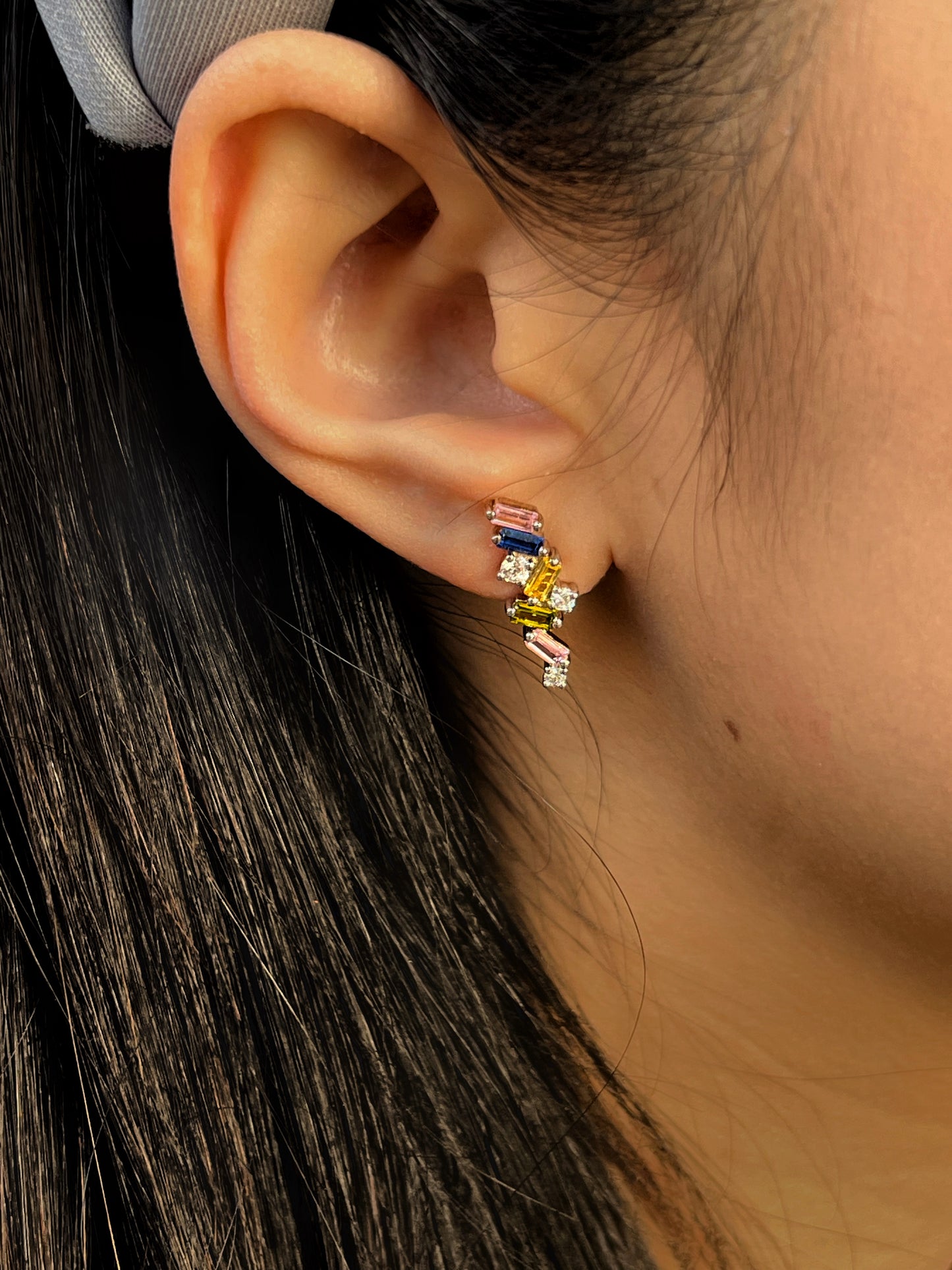 Auriella Cubic Zirconia Stud Drop Earrings 925 Silver