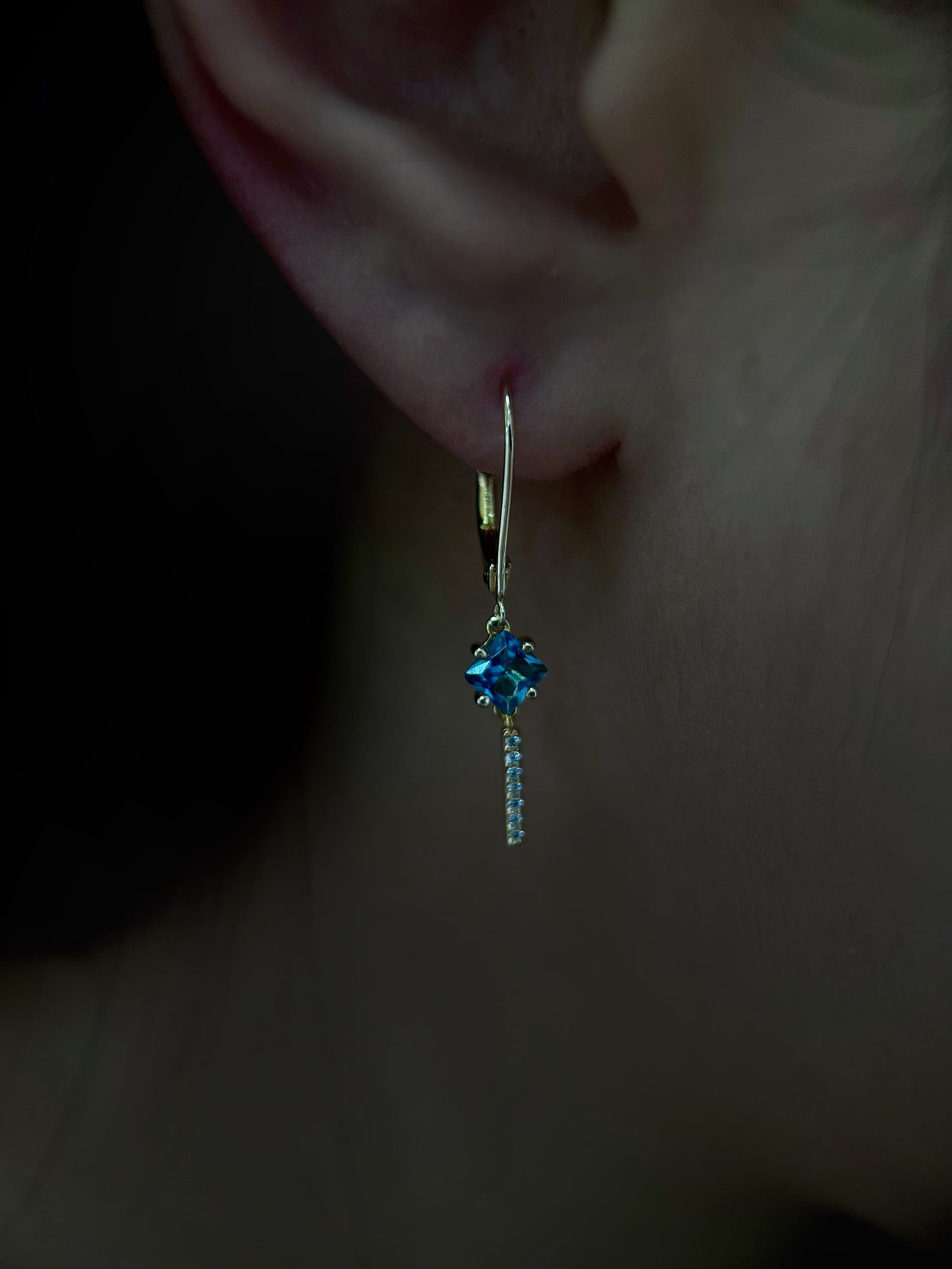 Auriella London Blue Topaz Drop Earrings 14k Gold Plated- Audrey