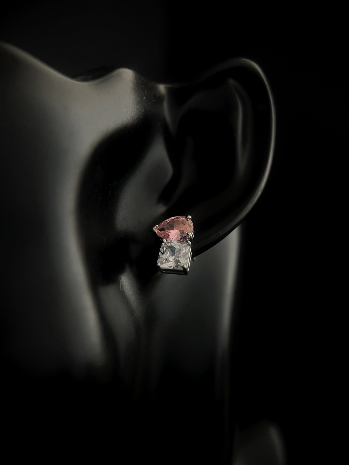 Auriella Asymmetrical Gemstone Stud Earrings 925 Silver