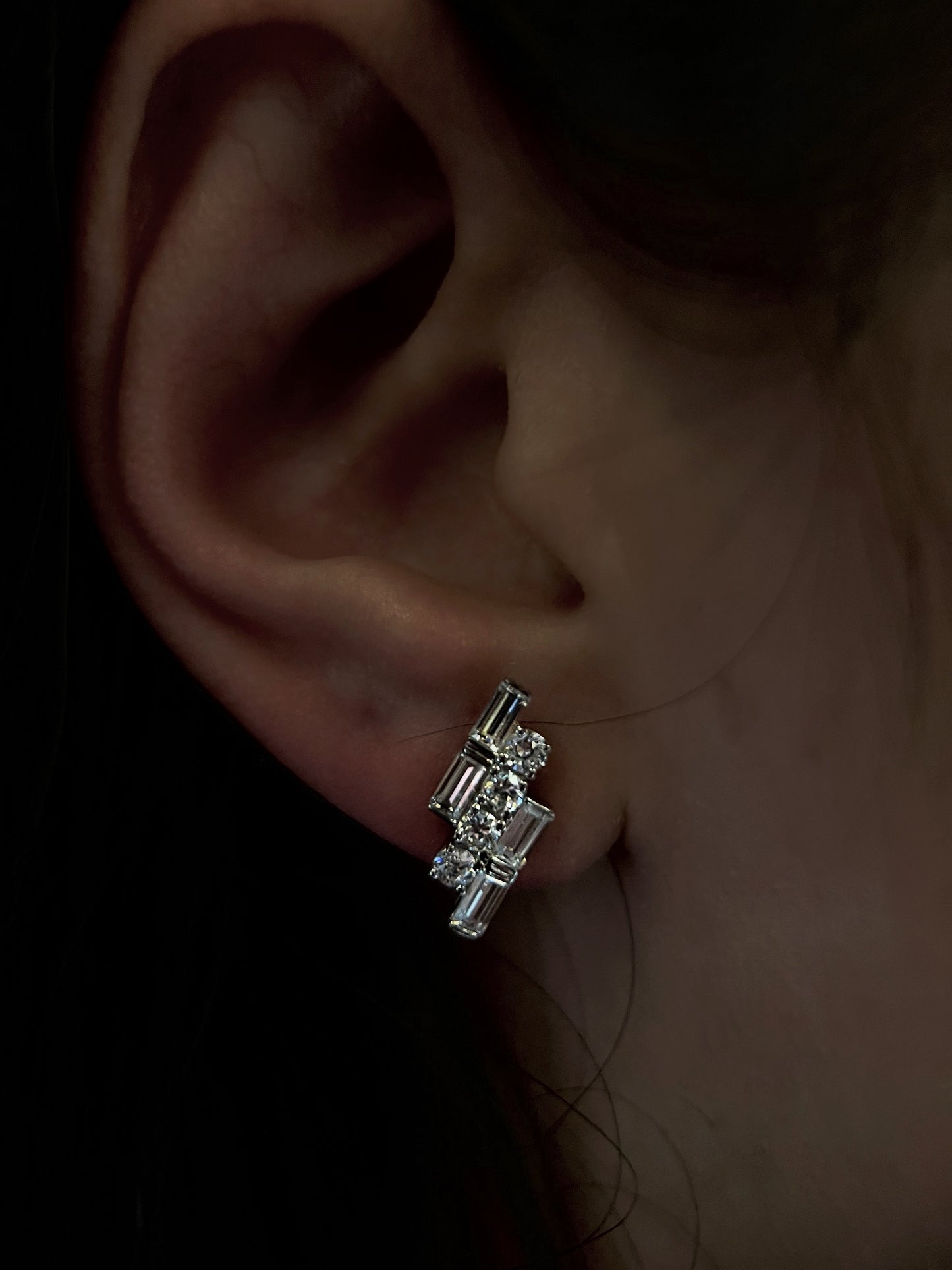 Auriella Geometric Zircon Crystal Stud Earrings  925 Silver