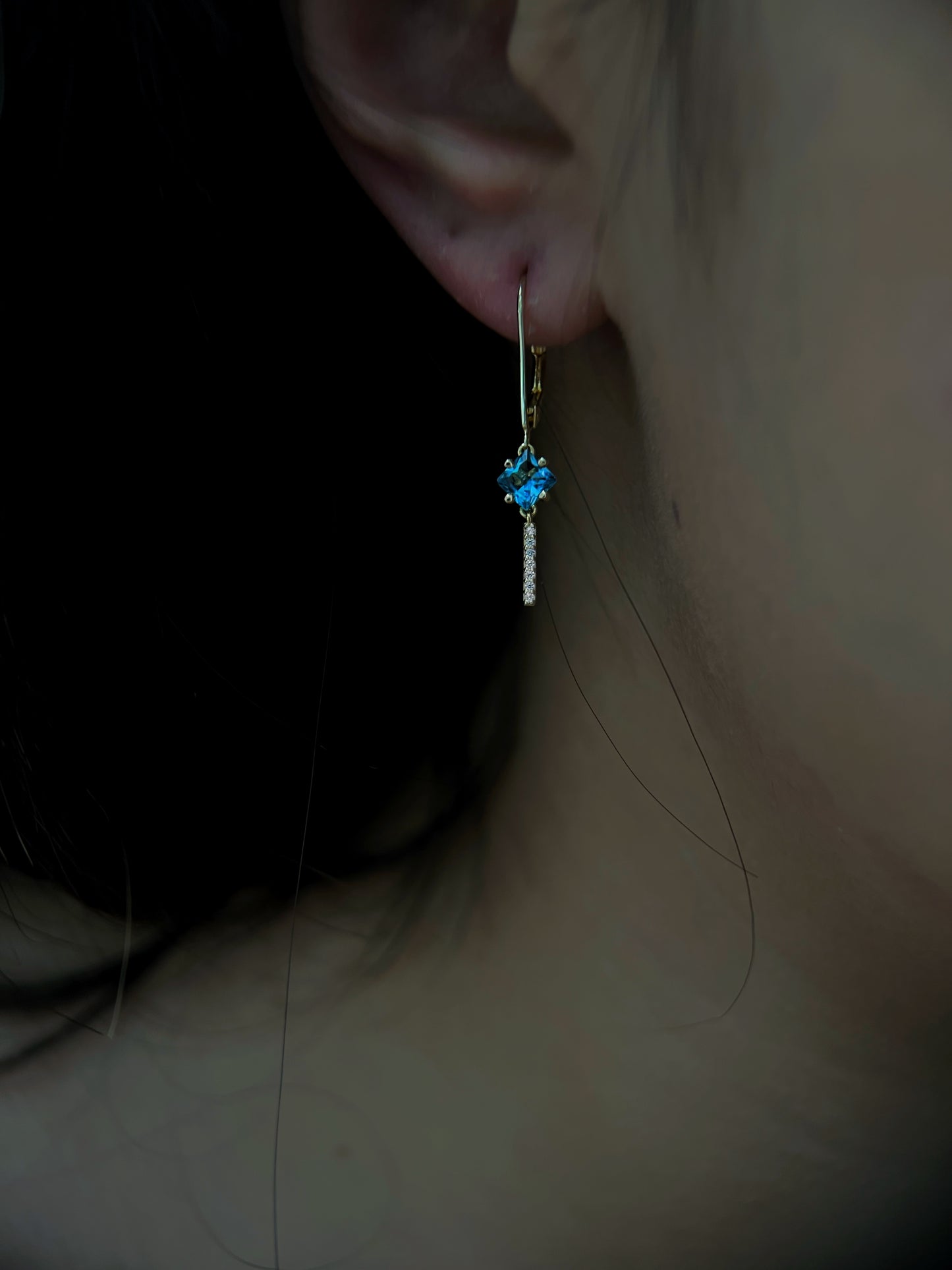 Auriella London Blue Topaz Drop Earrings 14k Gold Plated- Audrey