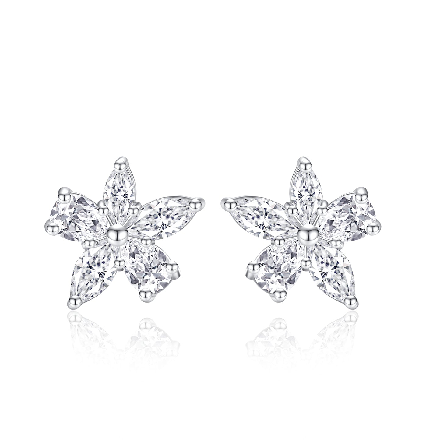 Auriella Dainty Cubic Zirconia Flower Stud Earrings