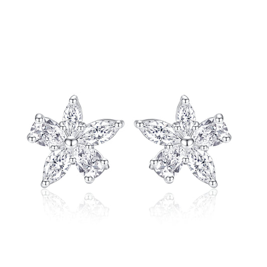 Auriella Dainty Cubic Zirconia Flower Stud Earrings