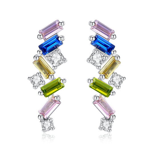 Auriella Cubic Zirconia Stud Drop Earrings 925 Silver
