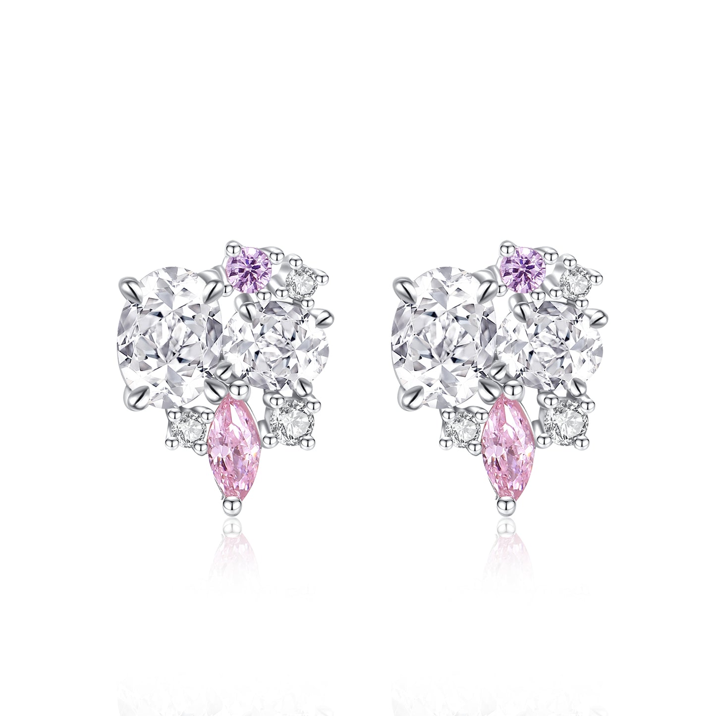 Auriella Sliver Bloom Snow Stud Earrings