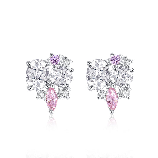 Auriella Sliver Bloom Snow Stud Earrings