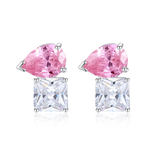 Auriella Asymmetrical Gemstone Stud Earrings 925 Silver
