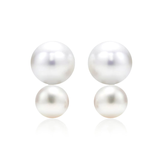 Auriella Double Pearl Earrings 925 Silver- Bianca