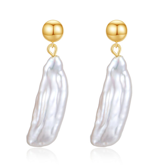 Auriella Baroque Pearl Drop Earrings 14k Real Gold Plated- Missy