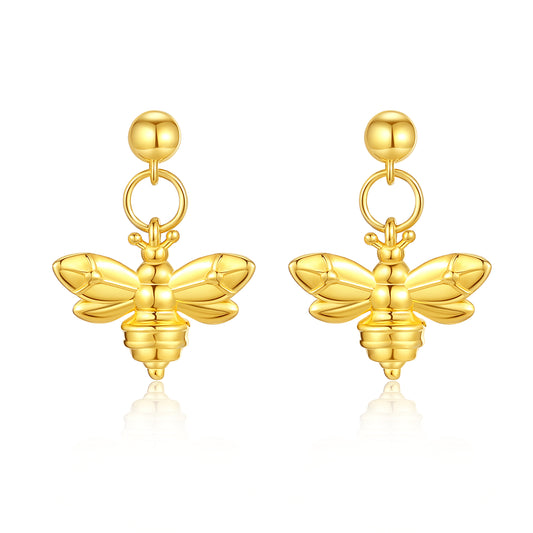 Auriella Bee Drop Stud Earrings 14k Real Gold Plated