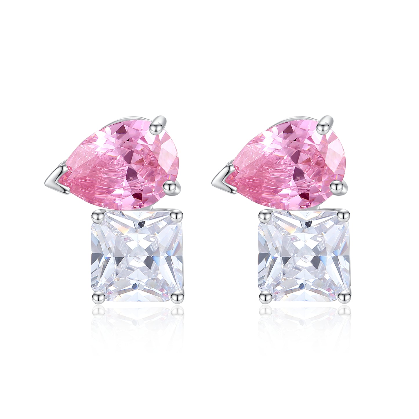 Asymmetrical Gemstone Stud Earrings 925 Silver